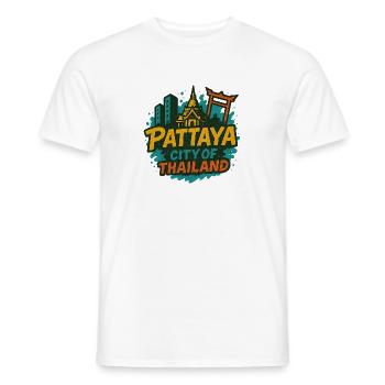 Pattaya Thailand mit Tempel im Retrolook - Männer T-Shirt - Weiß - Vorne - AI Model Male 178 dark (178cm)