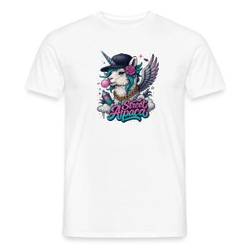 Street Alpaca mit Horn, Flügeln und Kaugummi - Männer T-Shirt - Weiß - Vorne - AI Model Male 178 dark (178cm)