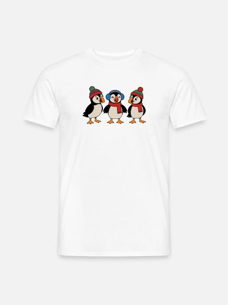 Drei Weihnachts-Papageitaucher – Weihnachten - Männer T-Shirt - Weiß