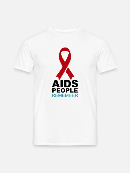 Rotes AIDS-Gedächtnisband - Männer T-Shirt - Weiß