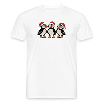 Weihnachten – Drei Papageitaucher mit Hüten - Männer T-Shirt - Weiß - Vorne - AI Model Male 178 dark (178cm)