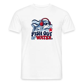Fisch Out of Water mit Kopfhörern - Männer T-Shirt - Weiß - Vorne - AI Model Male 178 dark (178cm)