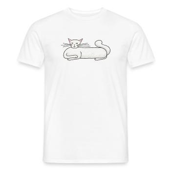 Sehr lange und blasse weiße Katze – lustige Zeichnung - Männer T-Shirt - Weiß - Vorne - AI Model Male 178 dark (178cm)