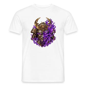 Dämonischer Samurai – Oni-Maske & Lila Flammen - Männer T-Shirt - Weiß - Vorne - AI Model Male 178 dark (178cm)