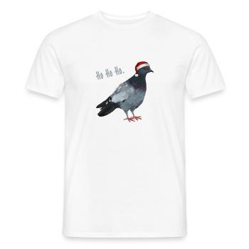 Ho Ho Ho - Taube mit Weihnachtsmütze - Männer T-Shirt - Weiß - Vorne - AI Model Male 178 dark (178cm)