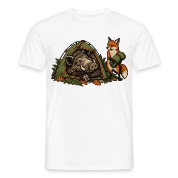 Wildschwein und Fuchs beim Zelten - Männer T-Shirt - Weiß - Vorne - AI Model Male 178 dark (178cm)