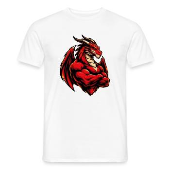 Feuerdrache Kraftbild - Männer T-Shirt - Weiß - Vorne - AI Model Male 178 dark (178cm)