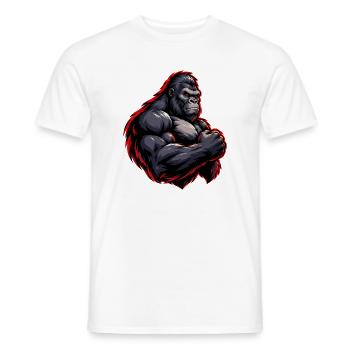 Kraftvoller Gorilla mit rotem Outline - Männer T-Shirt - Weiß - Vorne - AI Model Male 178 dark (178cm)