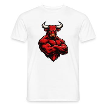 Roter Stier Muskelheld - Männer T-Shirt - Weiß - Vorne - AI Model Male 178 dark (178cm)