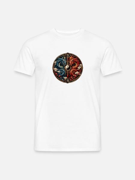 YinYang Drachenkreis - Männer T-Shirt - Weiß