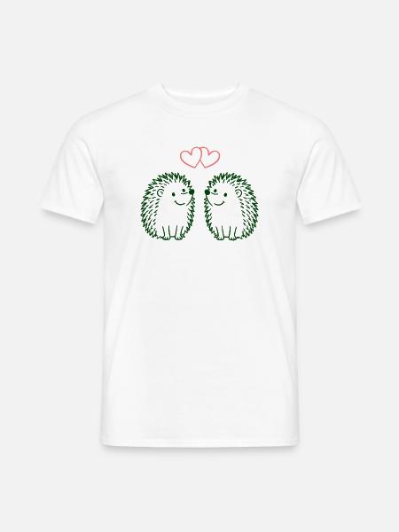 Herzchen-Igel Duo Liebesillustration - Männer T-Shirt - Weiß