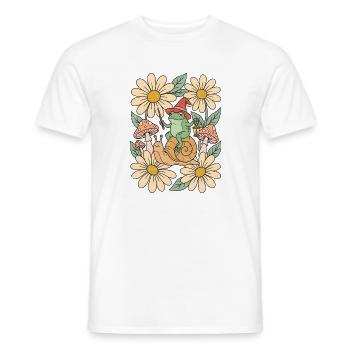 Froschzauberer reitet Schnecke Retro - Männer T-Shirt - Weiß - Vorne - AI Model Male 178 dark (178cm)