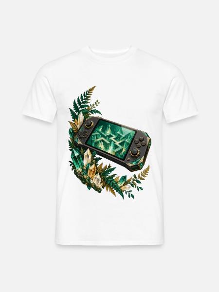 Kristallkonsole im smaragdgrünen Farnbogen - Männer T-Shirt - Weiß