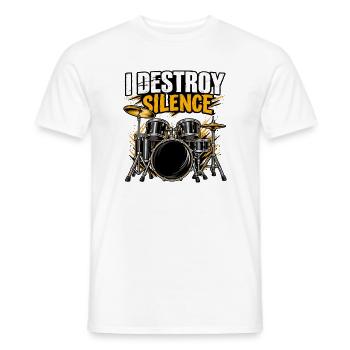 I Destroy Silence Schlagzeuger Funny Rock Band - Männer T-Shirt - Weiß - Vorne - AI Model Male 178 dark (178cm)
