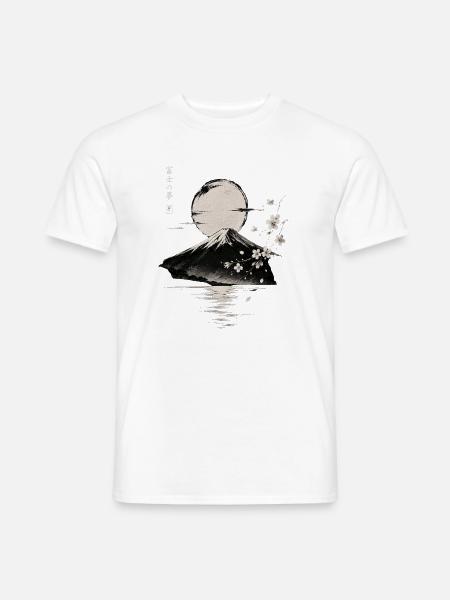 Fuji Berg unter Mondlicht - Männer T-Shirt - Weiß