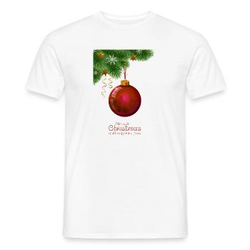 Weihnachtskugel hängt an einem Kiefernzweig. - Männer T-Shirt - Weiß - Vorne - AI Model Male 178 dark (178cm)