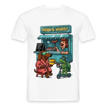 Dackel Imbiss Futuristisch - Männer T-Shirt - Weiß - Vorne - AI Model Male 178 dark (178cm)