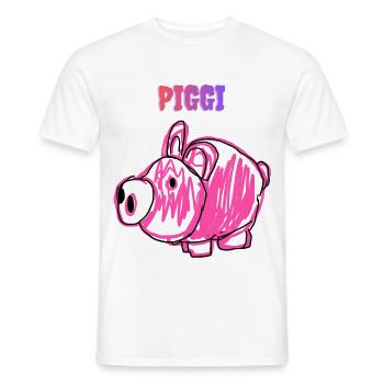 PIGGI Pink Pig im Cartoon-Stil - Männer T-Shirt - Weiß - Vorne - AI Model Male 178 dark (178cm)