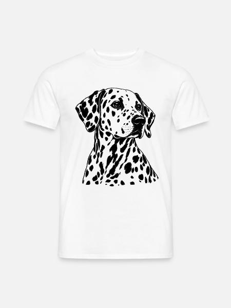 Dalmatiner – Schwarz Weiß Hundeporträt - Männer T-Shirt - Weiß