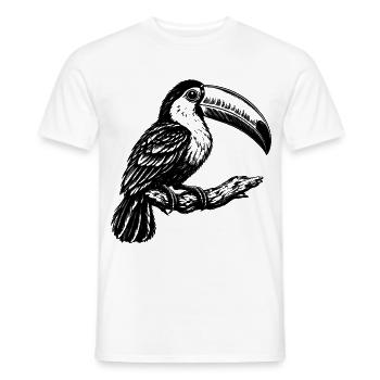 Tukan – Schwarz Weiß Vogelgravur - Männer T-Shirt - Weiß - Vorne - AI Model Male 178 dark (178cm)