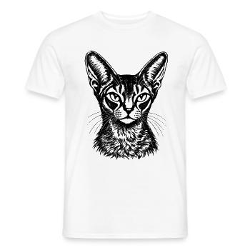Orientalisch Kurzhaar – Black Ink Katzenporträt - Männer T-Shirt - Weiß - Vorne - AI Model Male 178 dark (178cm)