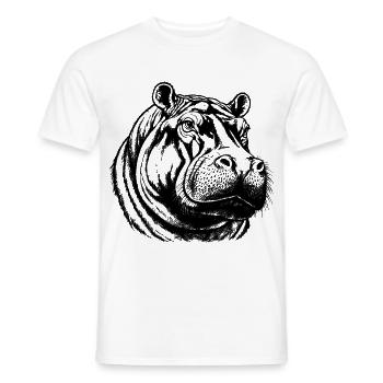 Flusspferd – Schwarz Weiß Tierporträt - Männer T-Shirt - Weiß - Vorne - AI Model Male 178 dark (178cm)