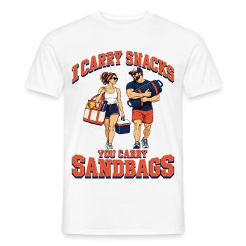 Ich trage Snacks Du trägst Sandsäcke Fitness Renngym - Männer T-Shirt - Weiß - Vorne - AI Model Male 178 dark (178cm)