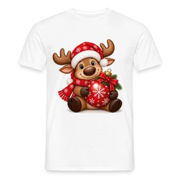 Weihnachtselch mit roter Weihnachtskugel - Männer T-Shirt - Weiß - Vorne - AI Model Male 178 dark (178cm)