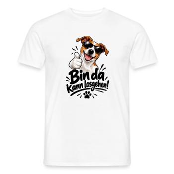 Bin da - Kann losgehen - Hund - Gassi gehen - Männer T-Shirt - Weiß - Vorne - AI Model Male 178 dark (178cm)