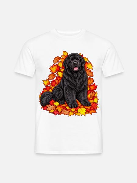 Neufundländer mit Ahornlaub - Männer T-Shirt - Weiß
