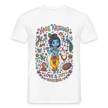Cute Krishna Doodle – Hare Krishna Love & Joy  - Männer T-Shirt - Weiß - Vorne - AI Model Male 178 dark (178cm)