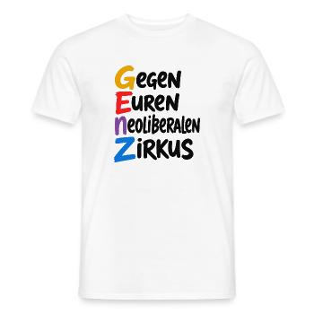 GenZ – Gegen Euren Neoliberalen Zirkus - Männer T-Shirt - Weiß - Vorne - AI Model Male 178 dark (178cm)
