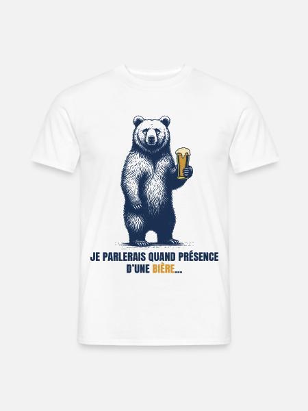 Humor Beer Bear - Männer T-Shirt - Weiß