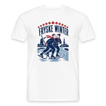 Fryske Winter Retro Schlittschuh Schaatsen Design - Männer T-Shirt - Weiß - Vorne - AI Model Male 178 dark (178cm)