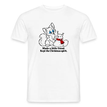 Christmas Fox macht einen kleinen Schneefreund - Männer T-Shirt - Weiß - Vorne - AI Model Male 178 dark (178cm)