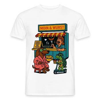Dackel Imbiss Moin und Wurst - Männer T-Shirt - Weiß - Vorne - AI Model Male 178 dark (178cm)