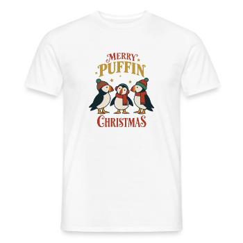 Fröhliche Papageitaucher Weihnachtsfestliche Niedliche Festvögel - Männer T-Shirt - Weiß - Vorne - AI Model Male 178 dark (178cm)