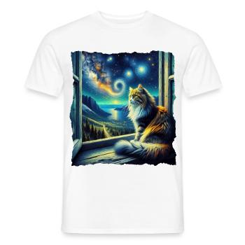 Norwegische Waldkatze Starry Night - Männer T-Shirt - Weiß - Vorne - AI Model Male 178 dark (178cm)