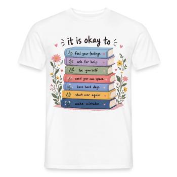 Buchstapel der Selbsthilfe - Männer T-Shirt - Weiß - Vorne - AI Model Male 178 dark (178cm)