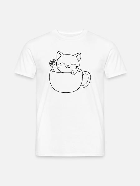 Süßes Teetassen-Kätzchen - Männer T-Shirt - Weiß