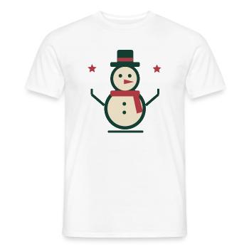 Schneemann mit Schal und Zylinder – Winter - Männer T-Shirt - Weiß - Vorne - AI Model Male 178 dark (178cm)