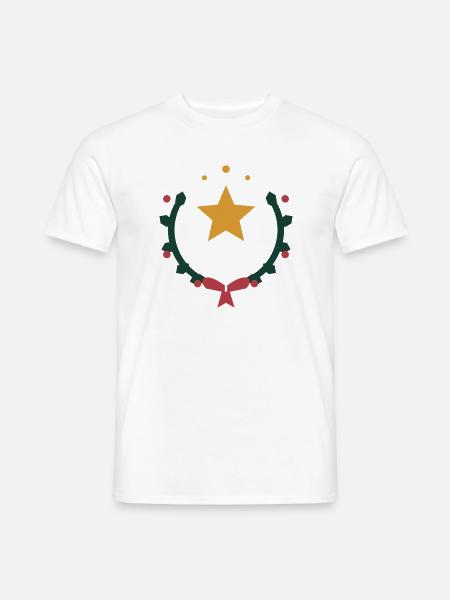 Weihnachtsstern im Kranz aus Winterzweigen - Männer T-Shirt - Weiß