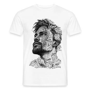 Typografisches Porträt Träume Nicht Aufgeben - Männer T-Shirt - Weiß - Vorne - AI Model Male 178 dark (178cm)