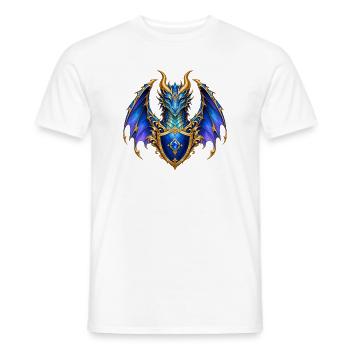 Saphirblauer Drache – Goldenes Wappenschild - Männer T-Shirt - Weiß - Vorne - AI Model Male 178 dark (178cm)
