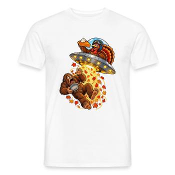 Funny Bigfoot Thanksgiving Turkey UFO Pumpkin - Männer T-Shirt - Weiß - Vorne - AI Model Male 178 dark (178cm)