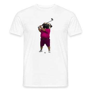Hund Mops Golf - Männer T-Shirt - Weiß - Vorne - AI Model Male 178 dark (178cm)