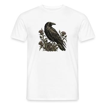Rabe & Disteln – Dunkle Naturgravur - Männer T-Shirt - Weiß - Vorne - AI Model Male 178 dark (178cm)