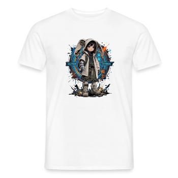 Baby-Cyborg im Cyberpunk-Viertel - Männer T-Shirt - Weiß - Vorne - AI Model Male 178 dark (178cm)