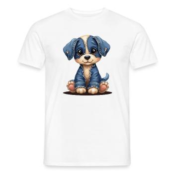 Süßer Welpe im blauen Jeans-Patchwork - Männer T-Shirt - Weiß - Vorne - AI Model Male 178 dark (178cm)