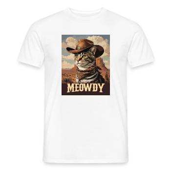 Western- und Wüsten-Meowdy Cowboy-Katze - Männer T-Shirt - Weiß - Vorne - AI Model Male 178 dark (178cm)